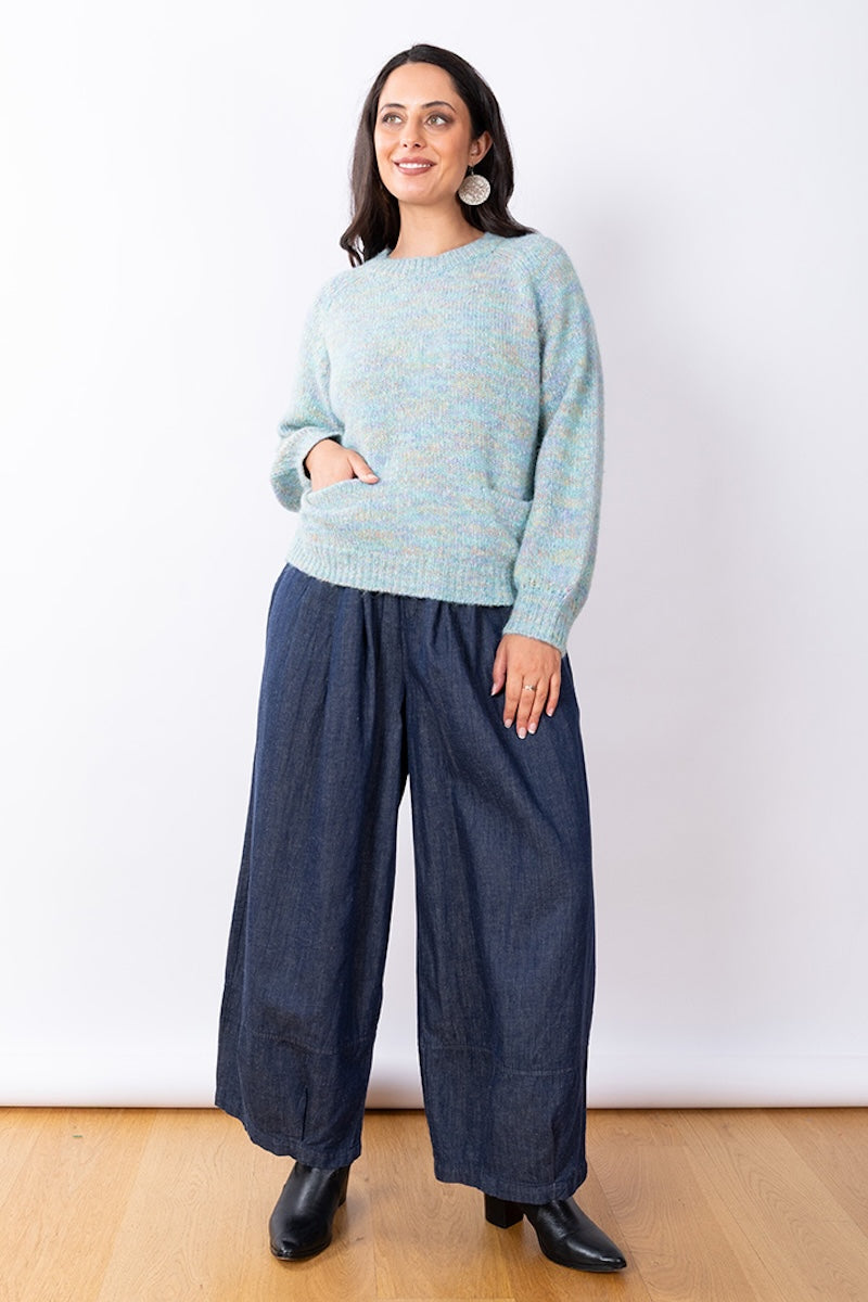 Pocket Crew Knit - Sky Marle