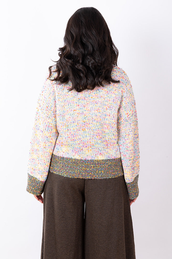 Confetti Contrast Knit Jumper - White Multi