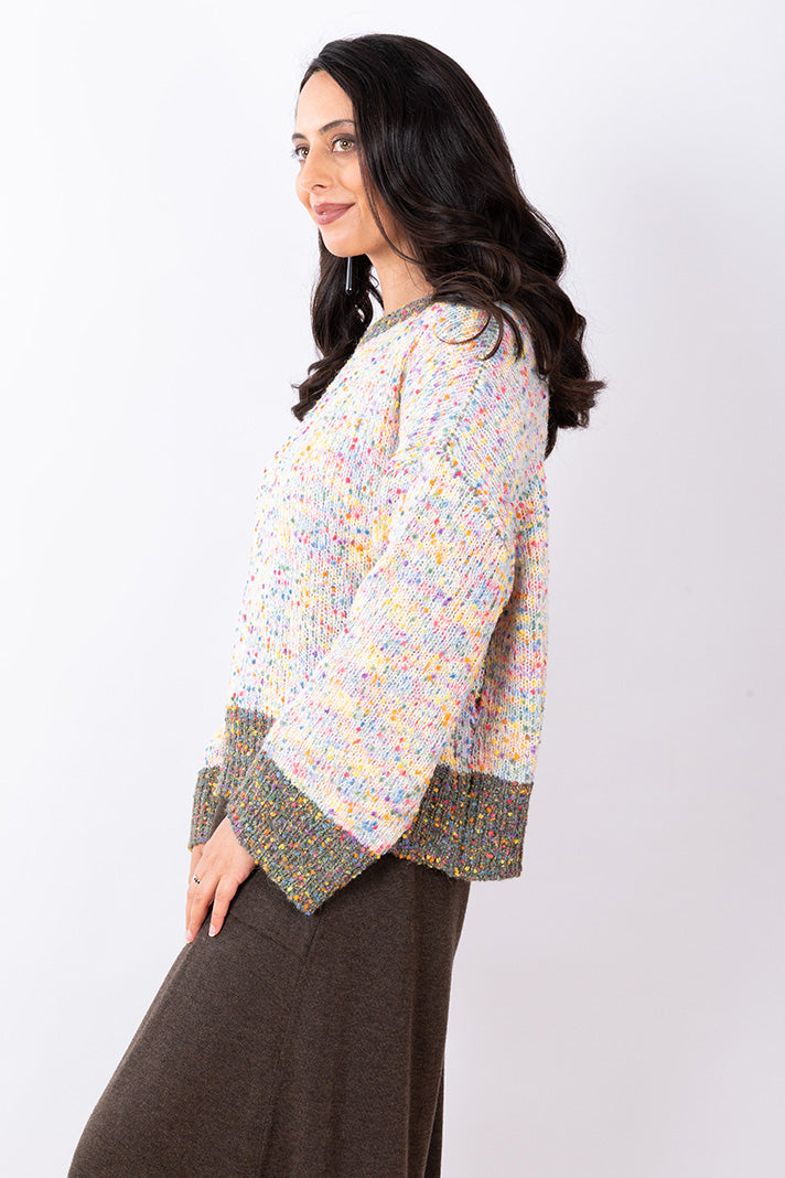 Confetti Contrast Knit Jumper - White Multi