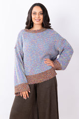 Confetti Contrast Knit Jumper O/S - Blue Multi