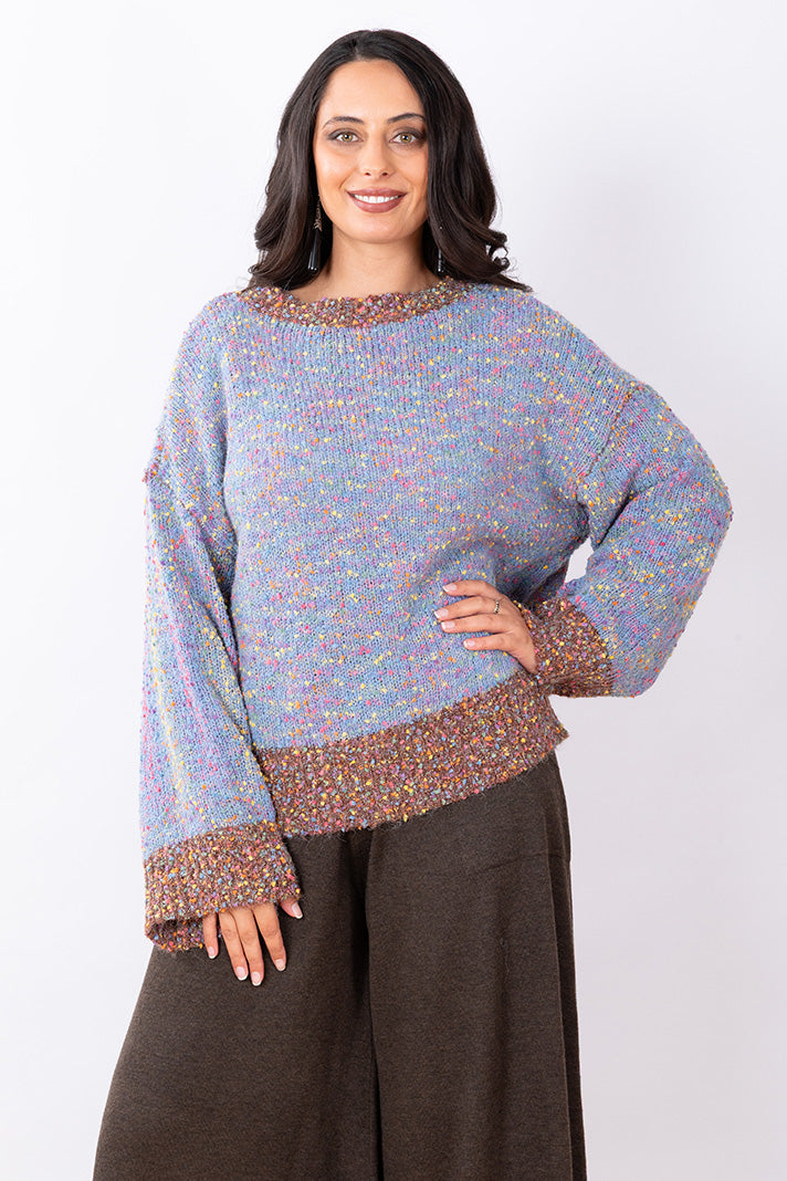 Confetti Contrast Knit Jumper O/S - Blue Multi