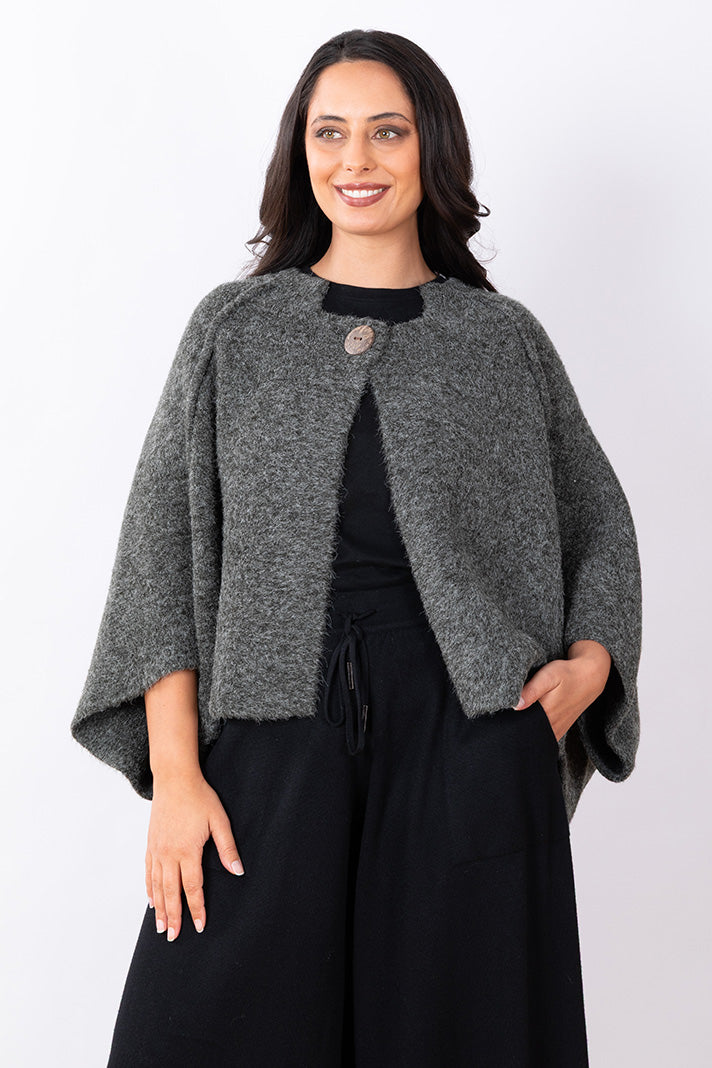 Button Cape O/S - Charcoal