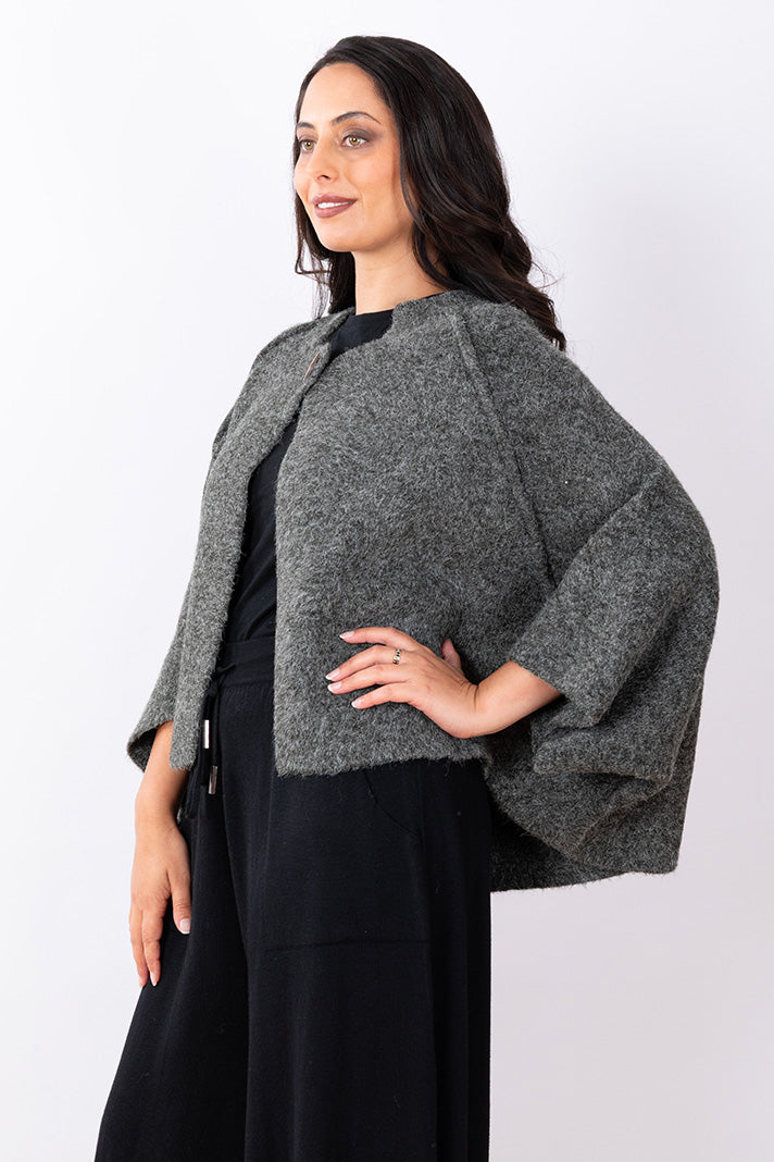 Button Cape O/S - Charcoal
