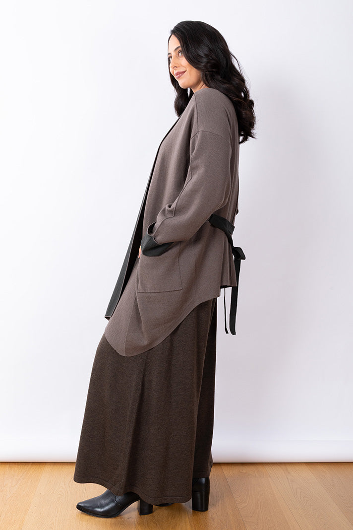 Wrap Coatigan O/S - Dark Taupe