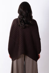 Cotton Ribbed Poncho One Size - Chocolate