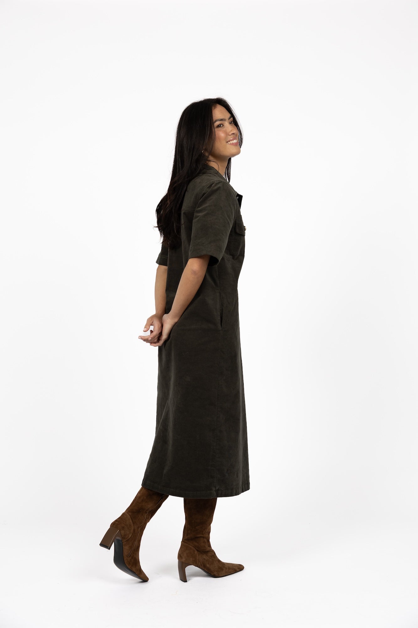 Amici Cord Dress - Khaki