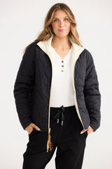 Ellis Puffer - Black W Cream