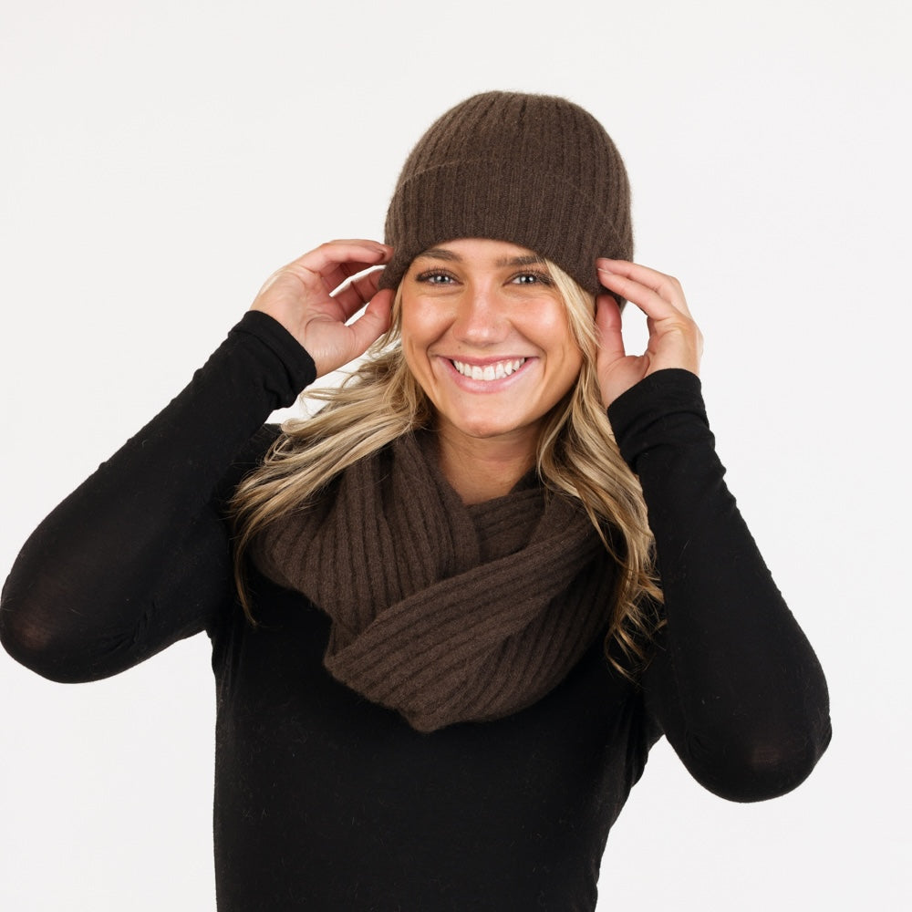Ribbed Loop Scarf - Cocoa