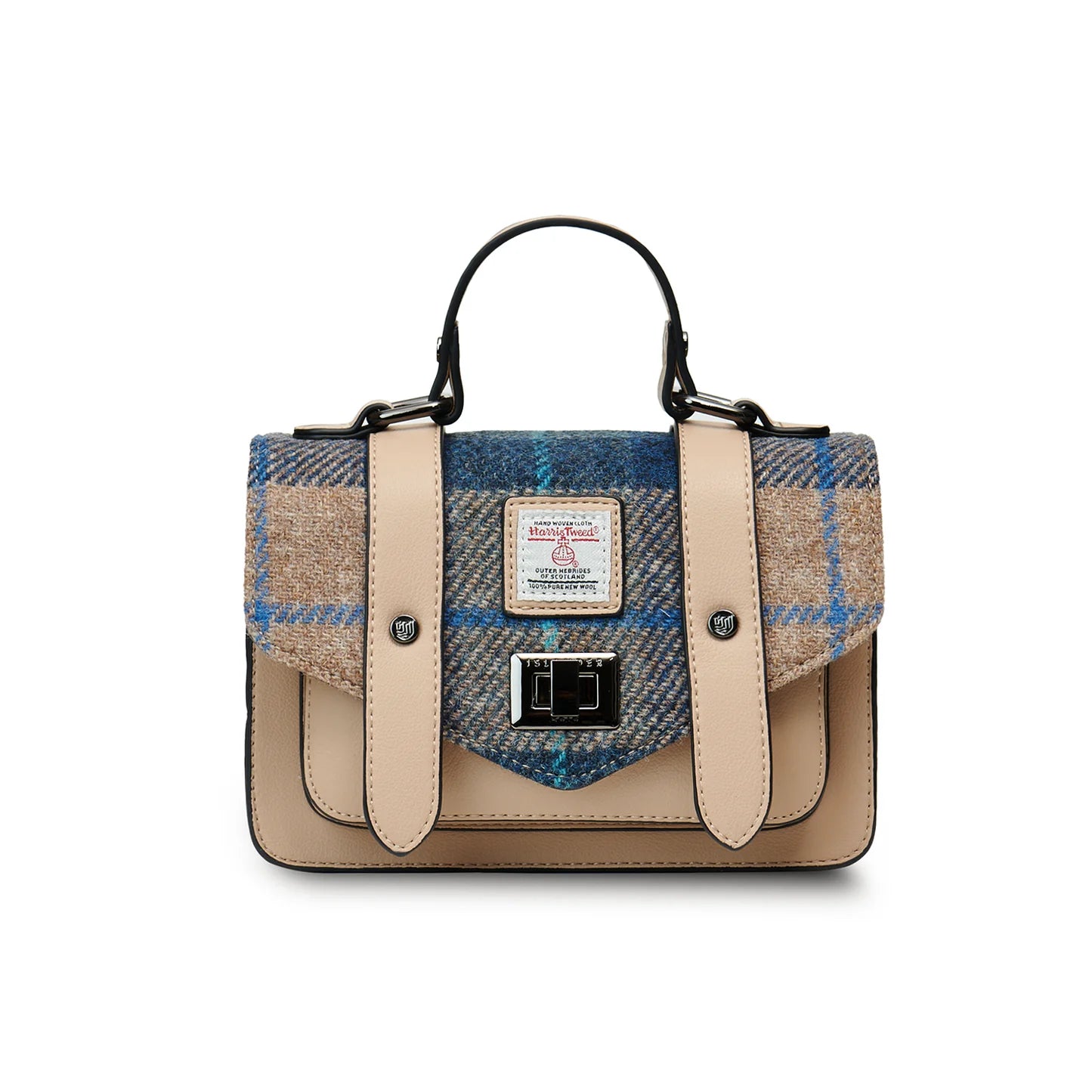 Mini Satchel - Navy Beige Tartan