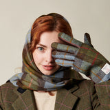 Ladies Gloves - Chestnut & Blue Tartan M