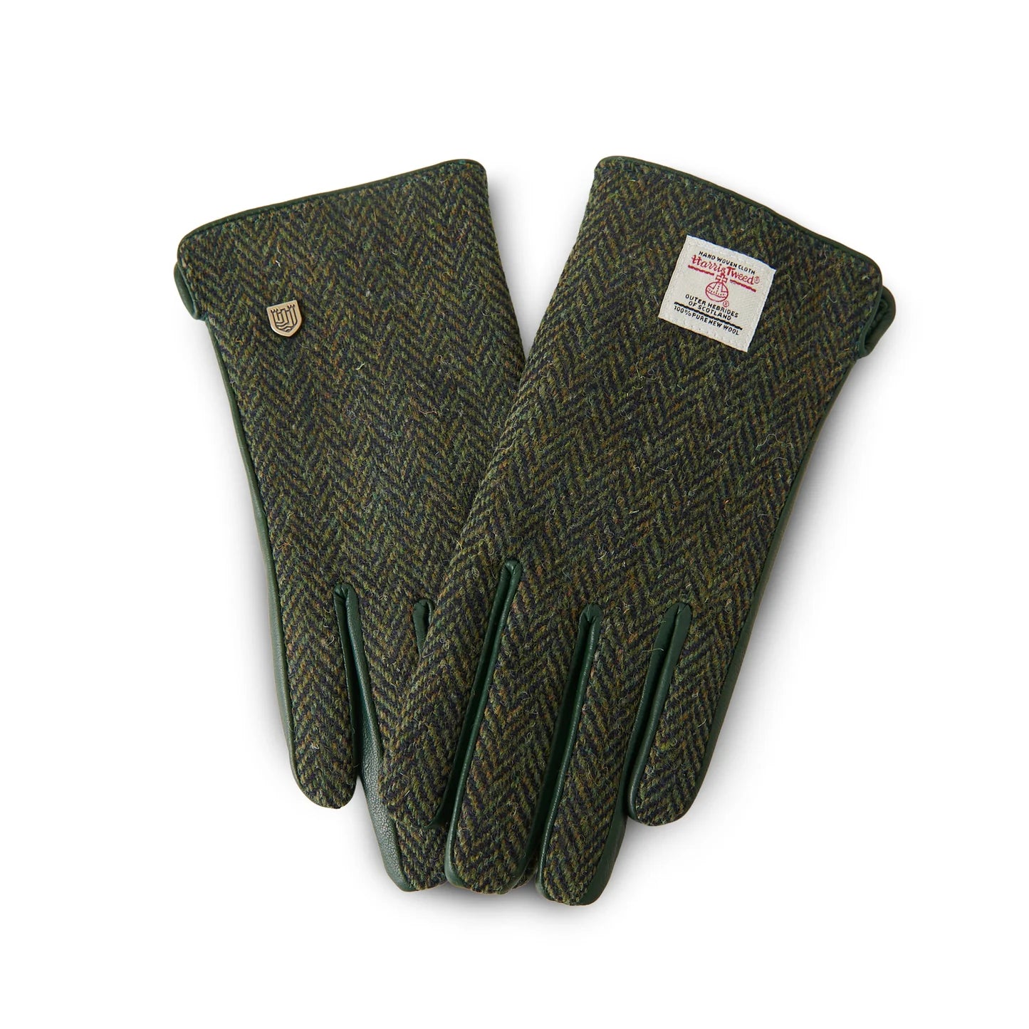 Ladies Gloves - Dark Green Herringbone M