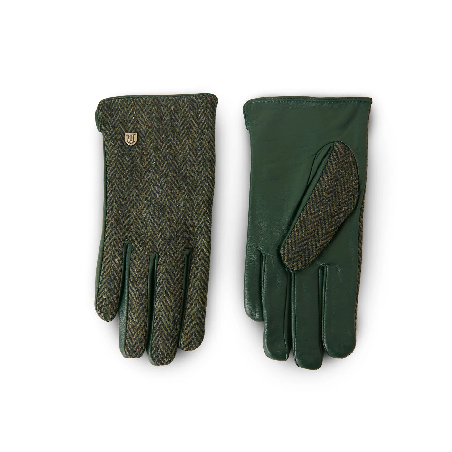 Ladies Gloves - Dark Green Herringbone M
