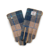 Ladies Gloves - Navy Beige Tartan M