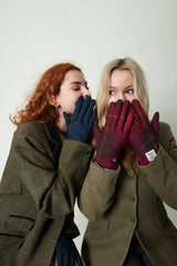 Ladies Gloves - Navy Over Check M