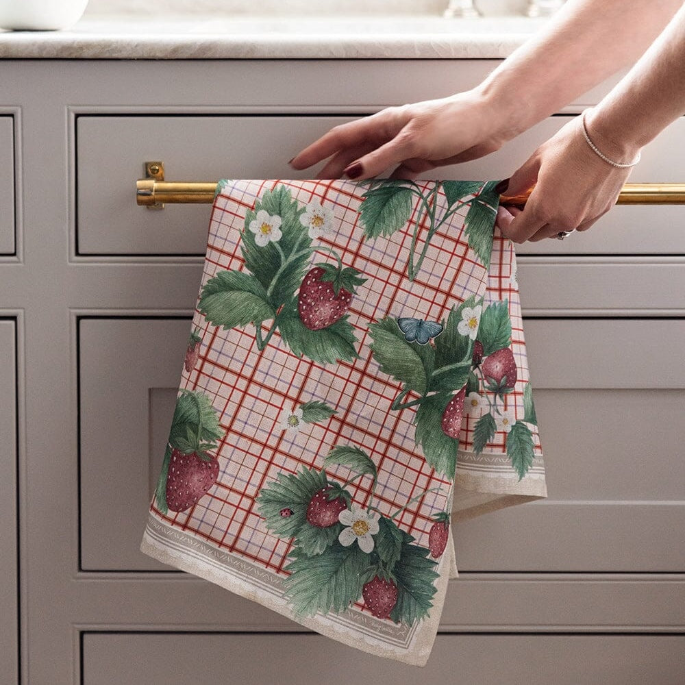 100% Linen Tea Towel - Strawberries