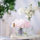 5 Rose French Pink - Clear Glass With Silver Badge