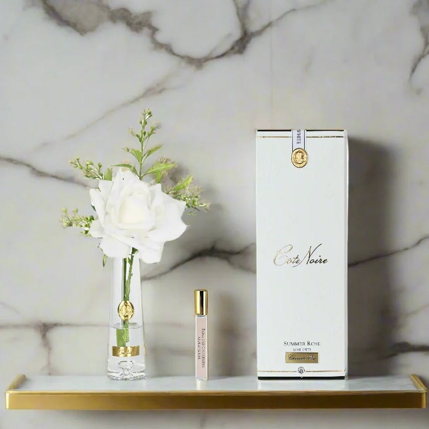 Summer Rose - White With Gold Badge