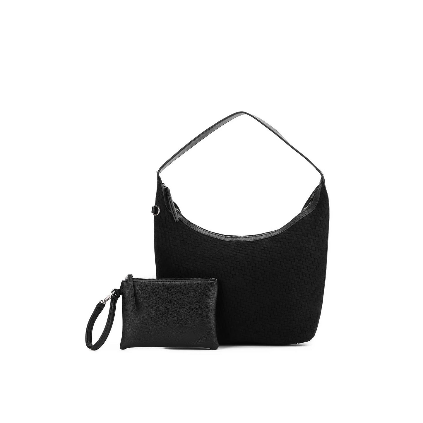 Bessette 2 Piece Woven Suedette - Black