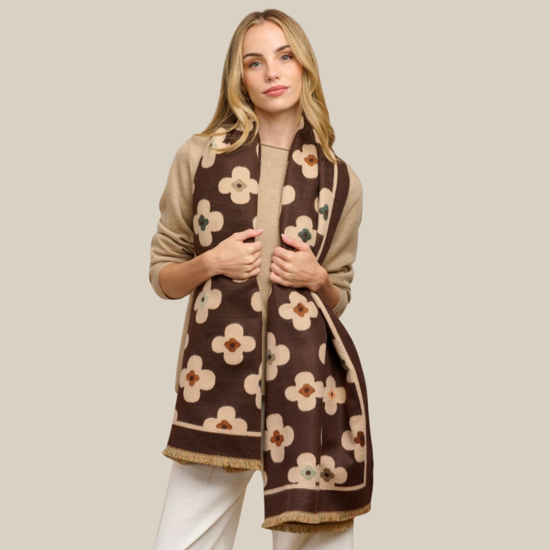 Autumn Flower Scarf - Chocolate