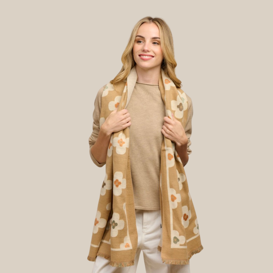 Autumn Flower Scarf - Camel