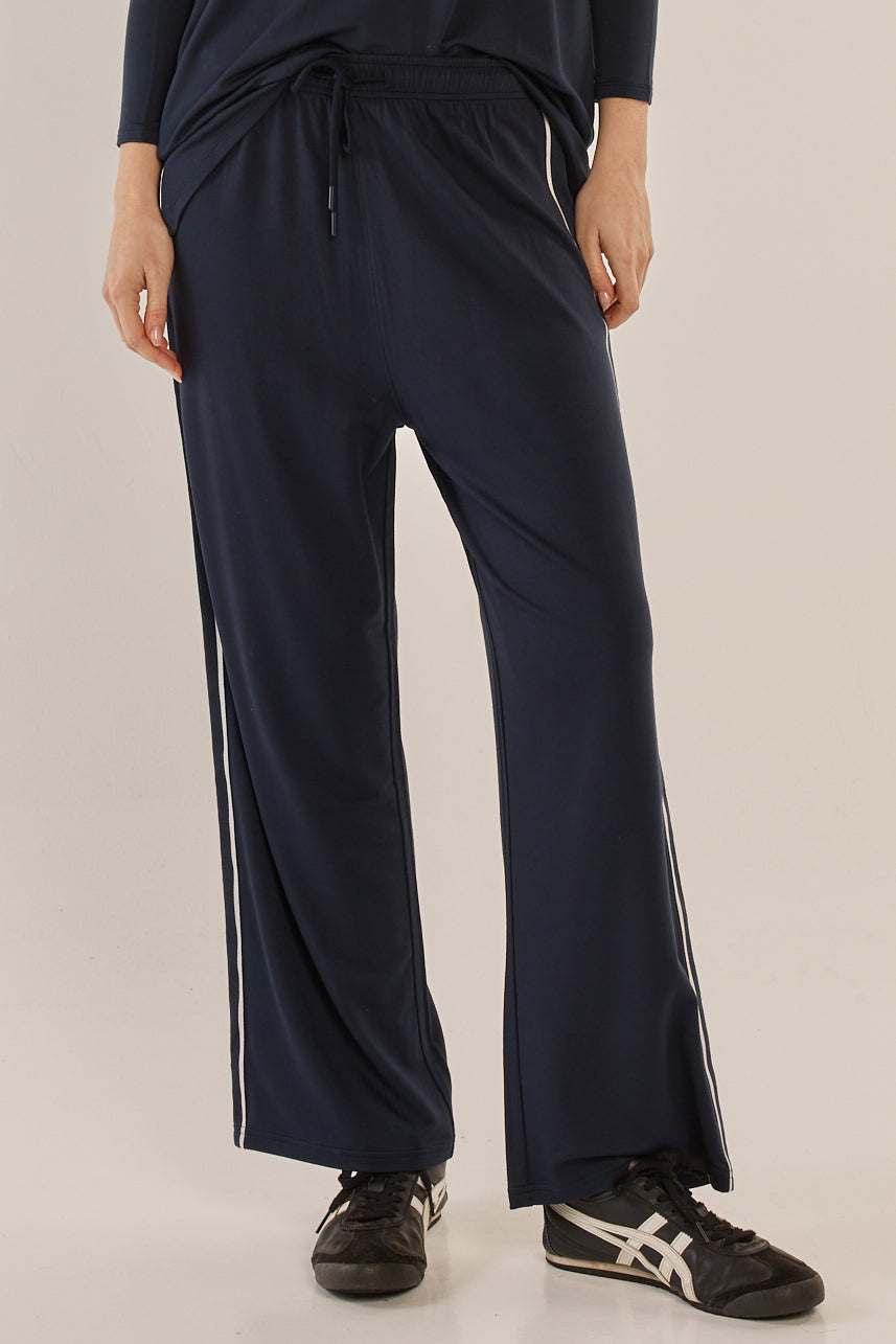 Evelyn Wide Leg Jogger - Navy