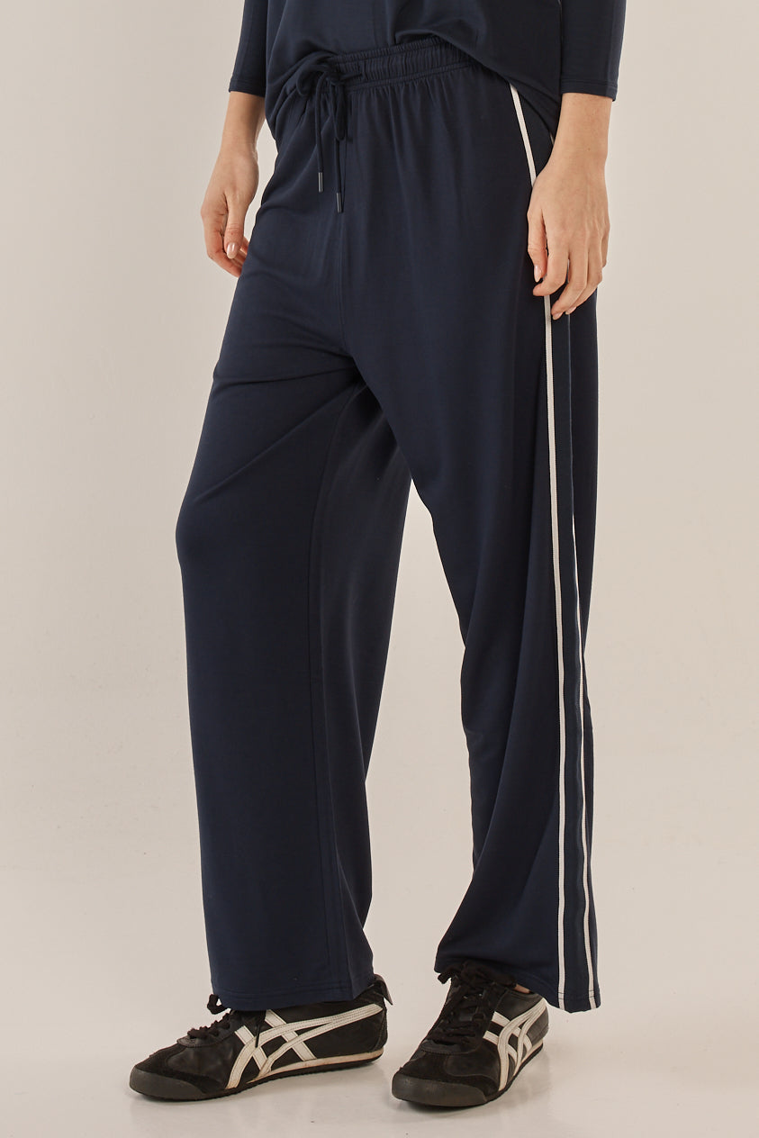 Evelyn Wide Leg Jogger - Navy