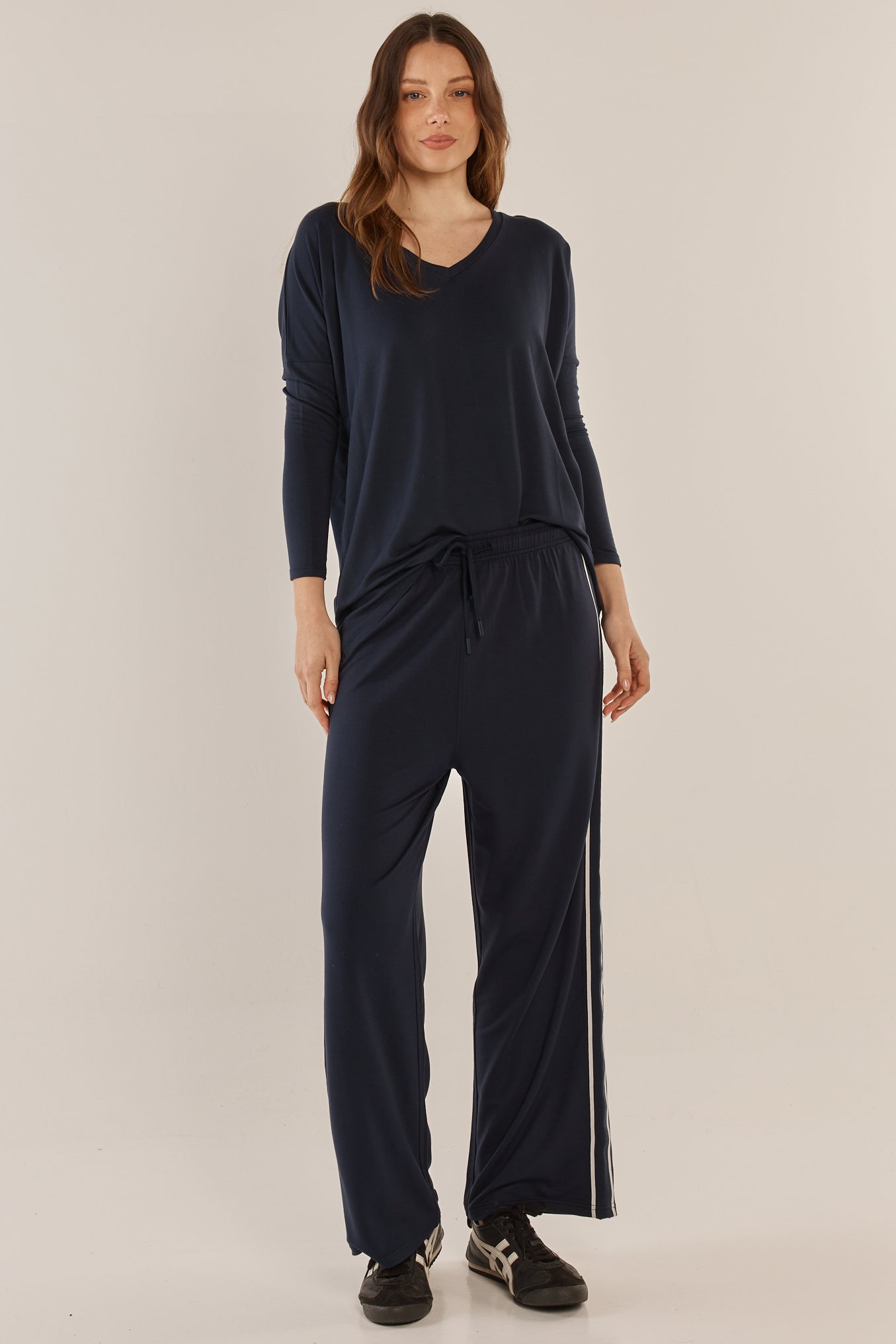 Evelyn Wide Leg Jogger - Navy