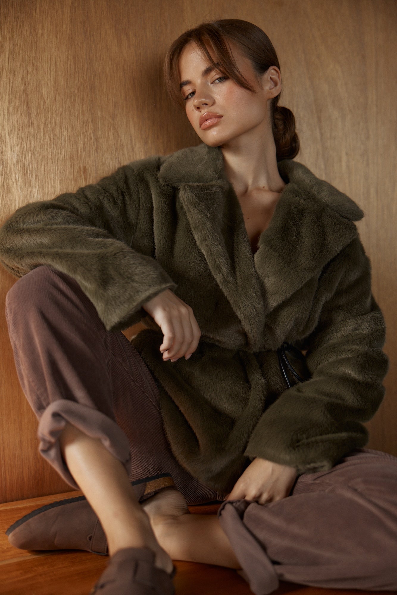 Vivi Fur Jacket - Dark Olive