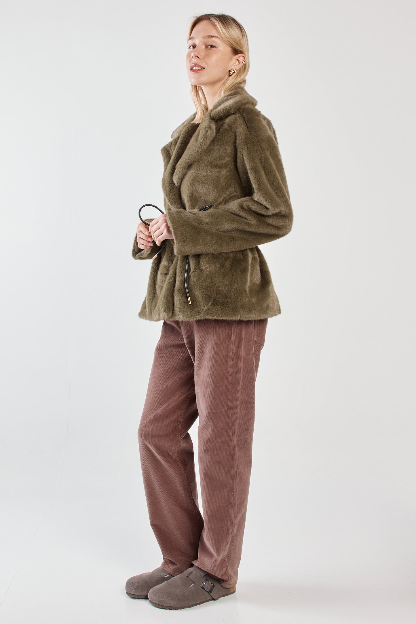 Vivi Fur Jacket - Dark Olive