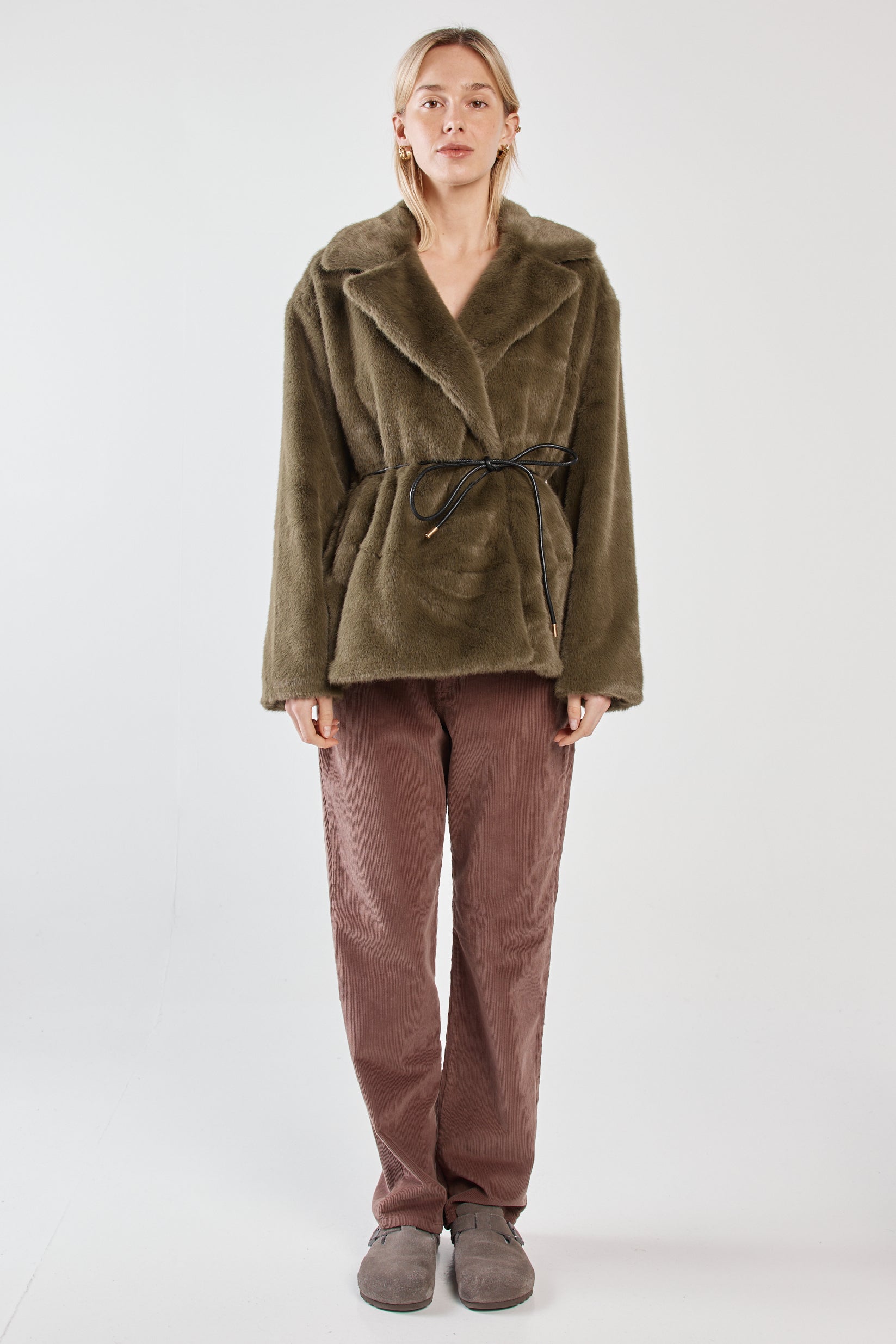 Vivi Fur Jacket - Dark Olive