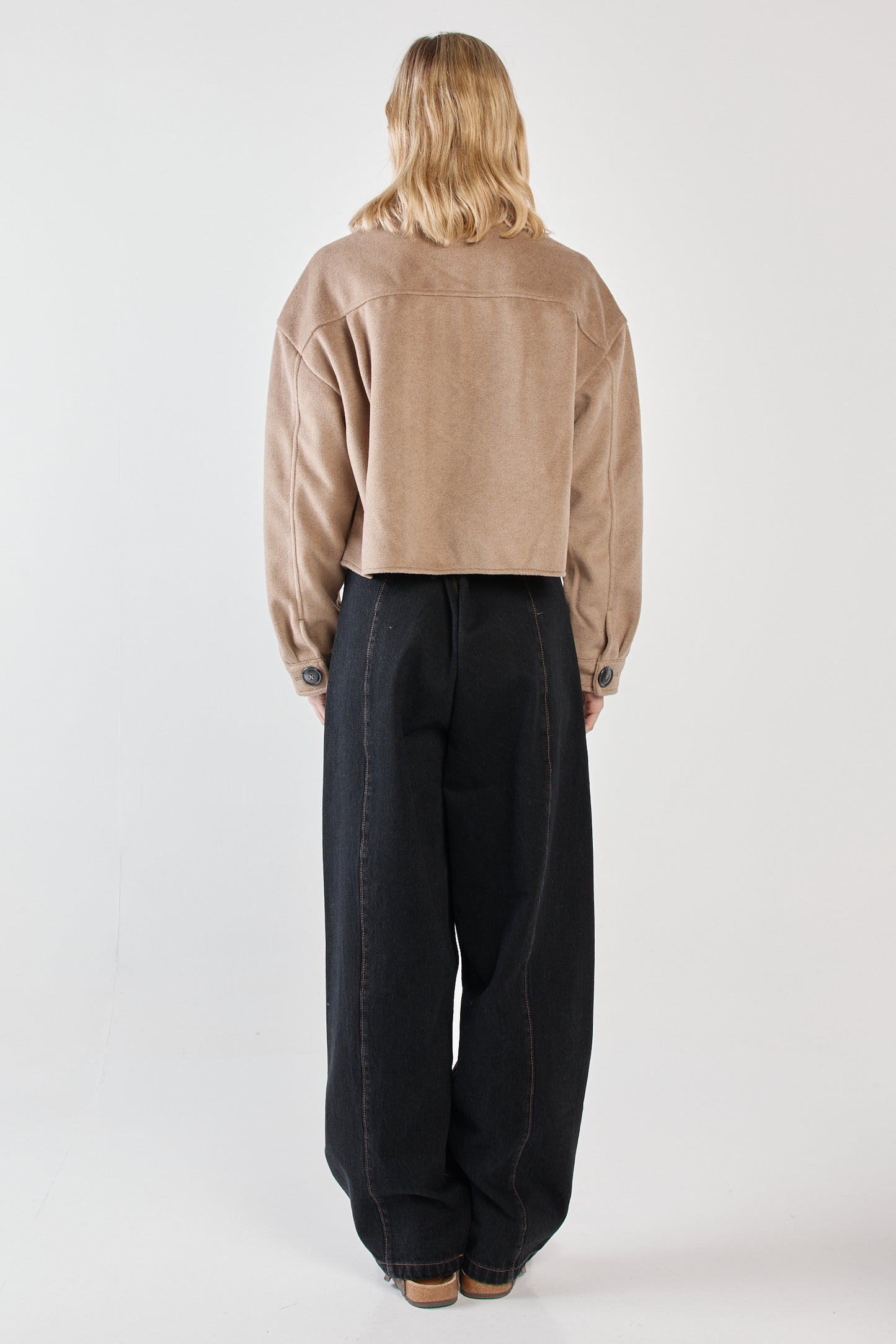 Rochelle Cropped Coat - Mushroom Grey