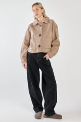 Rochelle Cropped Coat - Mushroom Grey