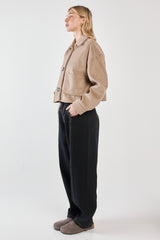 Rochelle Cropped Coat - Mushroom Grey