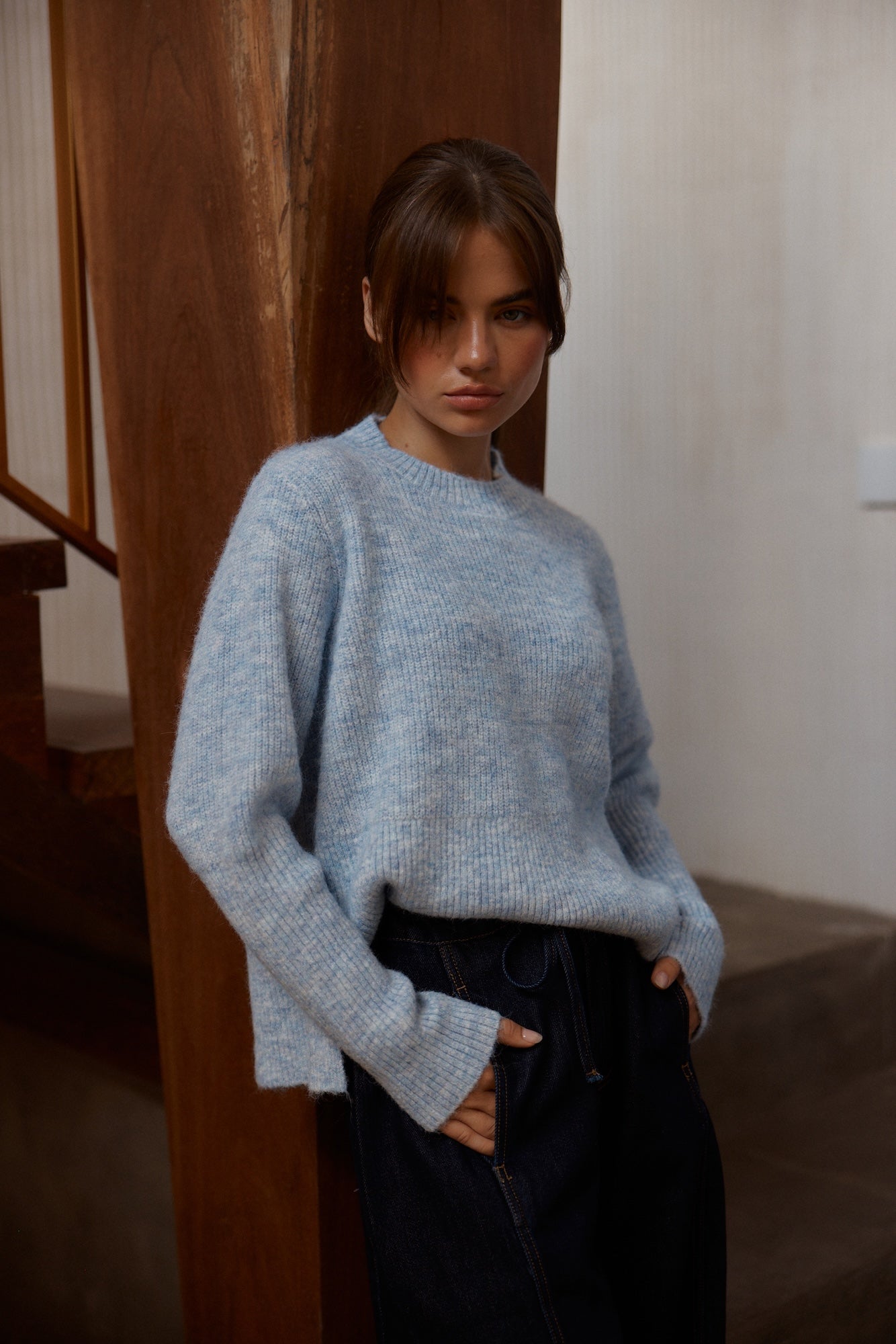Marli Boxy Rib Knit - Pale Blue