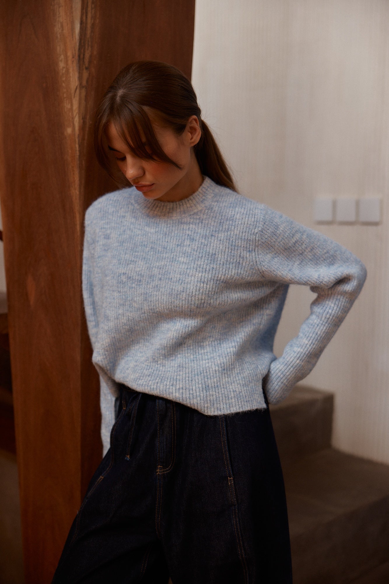 Marli Boxy Rib Knit - Pale Blue