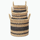 Woodbury Round Banded Seagrass Basket -