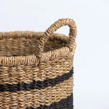 Woodbury Round Banded Seagrass Basket -