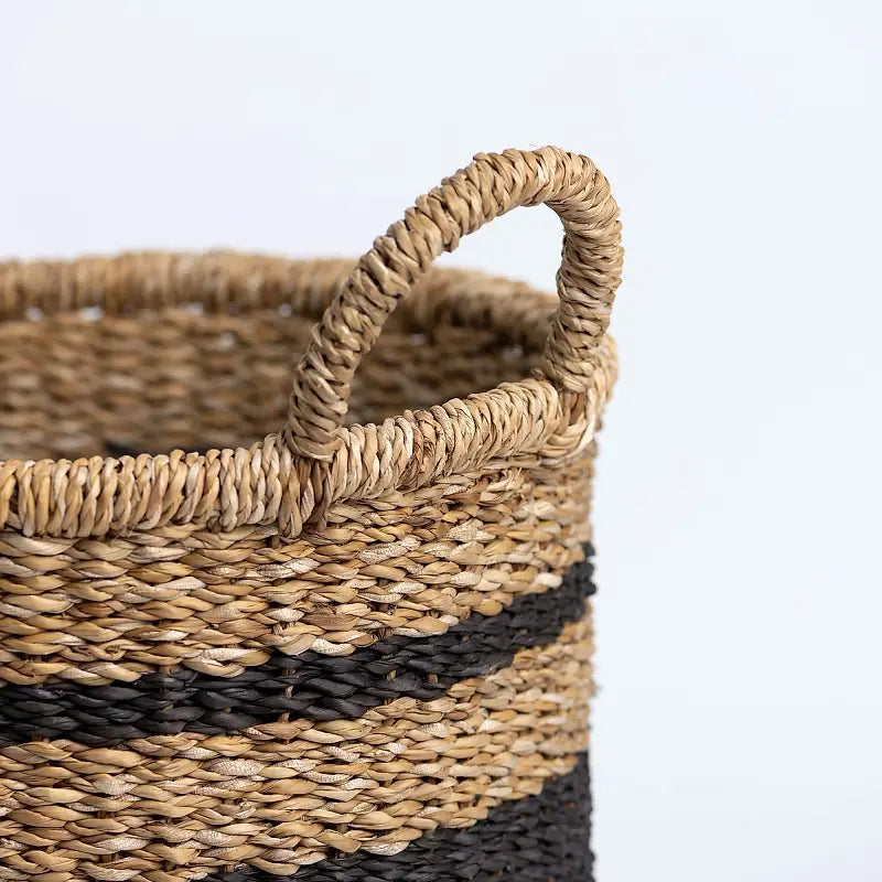 Woodbury Round Banded Seagrass Basket -