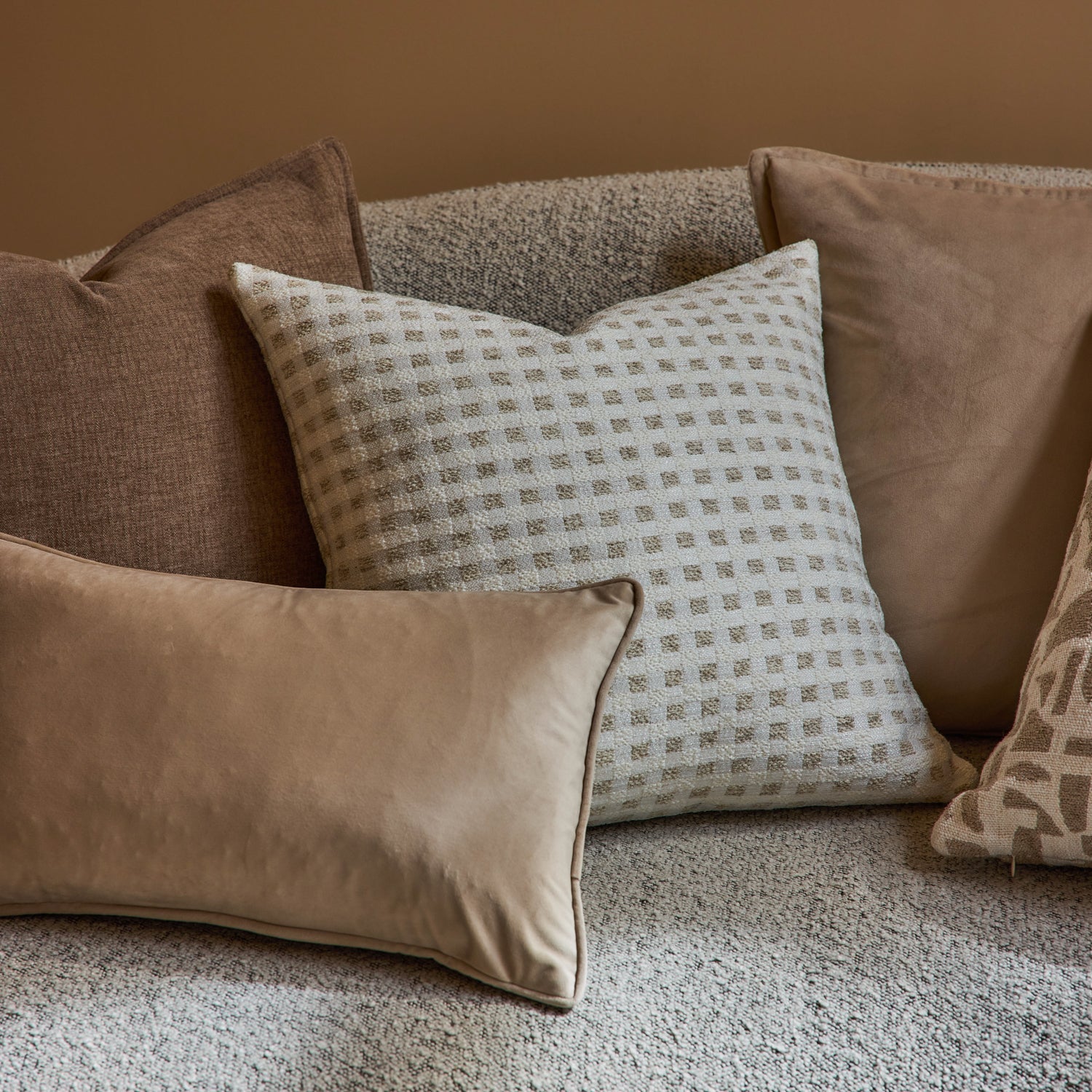 Checkers Cushion 50cm - Cream/Beige