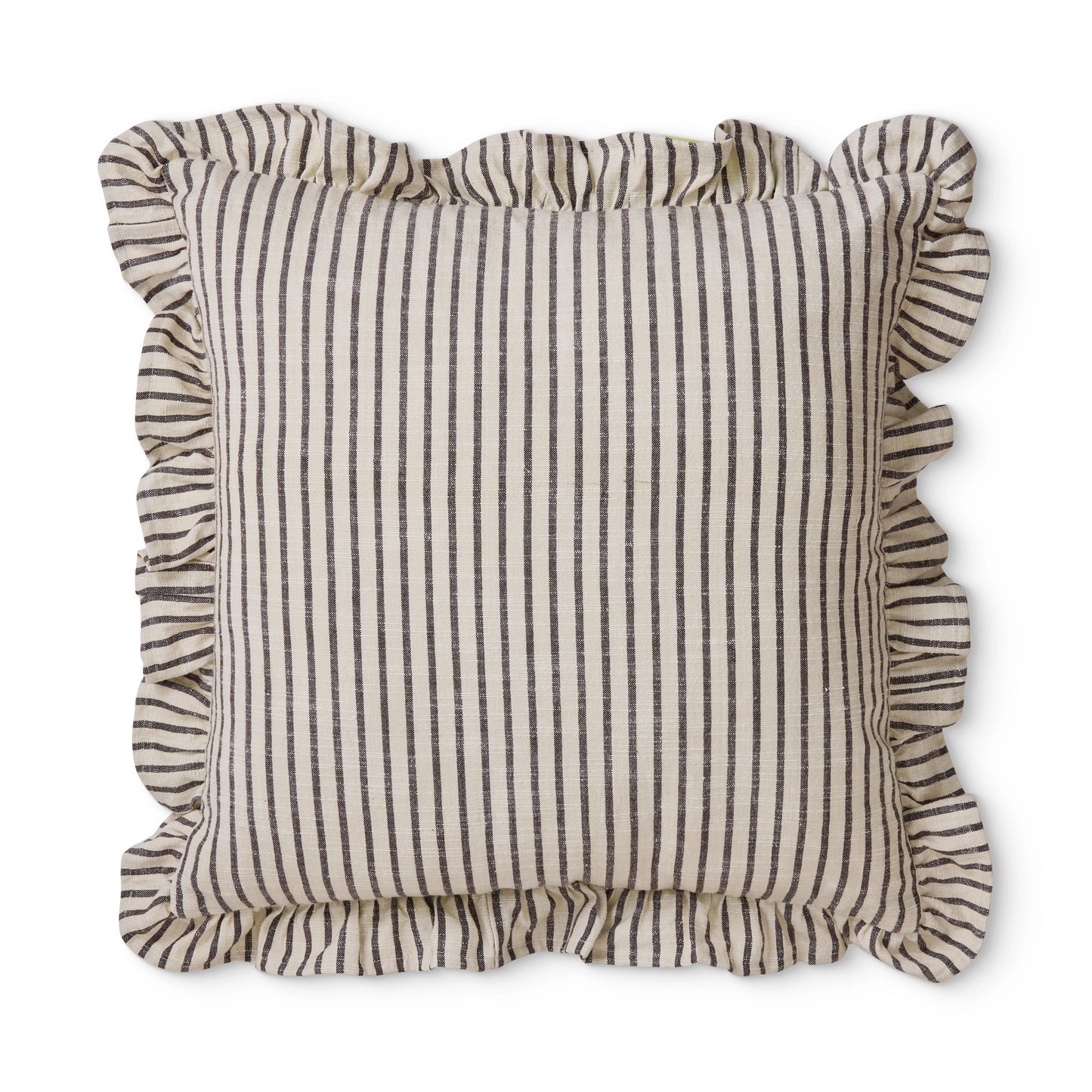 Ruffles Cushion 50cm - Black/Natural Stripe