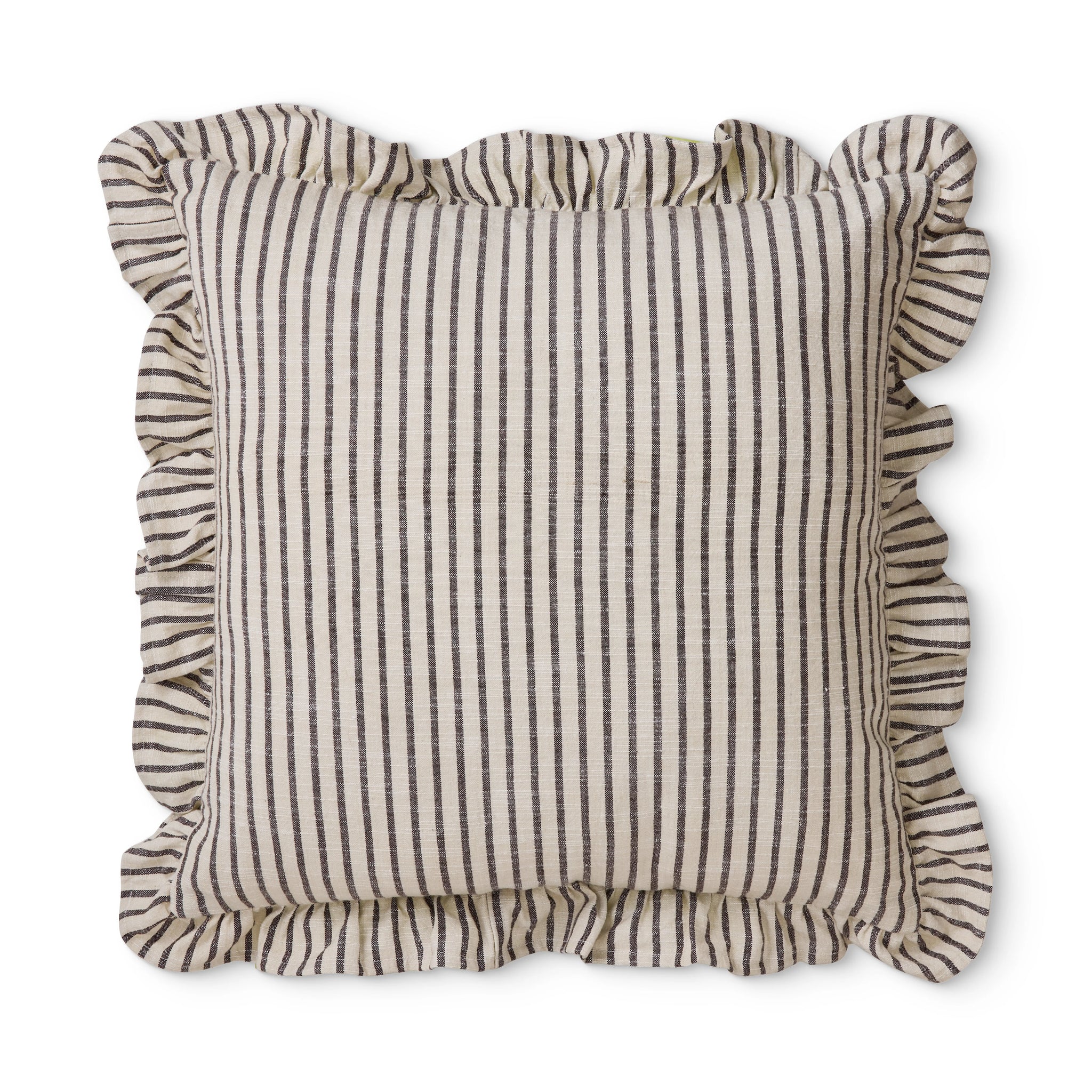 Ruffles Cushion 50cm - Black/Natural Stripe