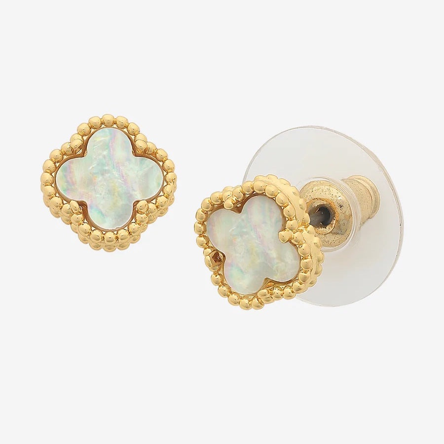 Reign Mother of Pearl Earrings - Gold