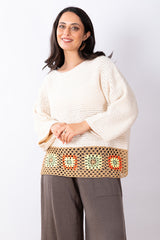 Crochet Knit Top One Size - Oat