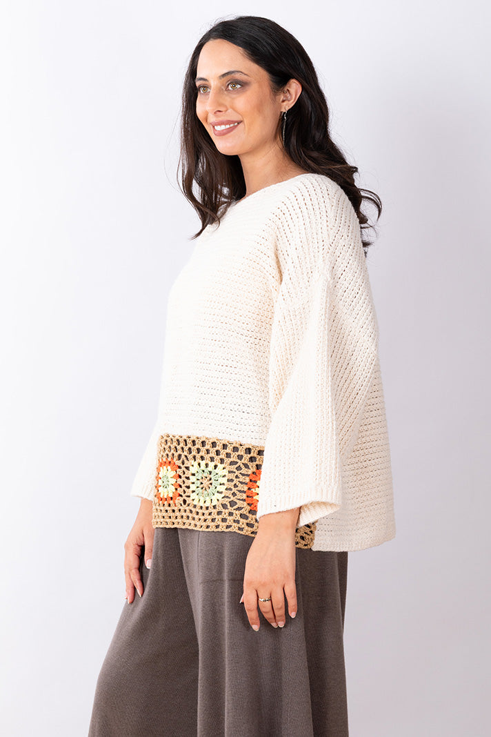 Crochet Knit Top One Size - Oat