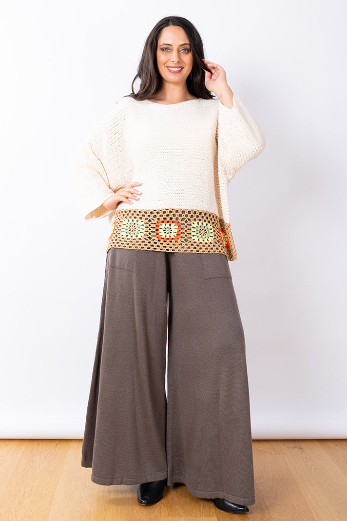 Crochet Knit Top One Size - Oat