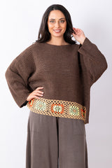 Crochet Knit Top One Size - Chocolate
