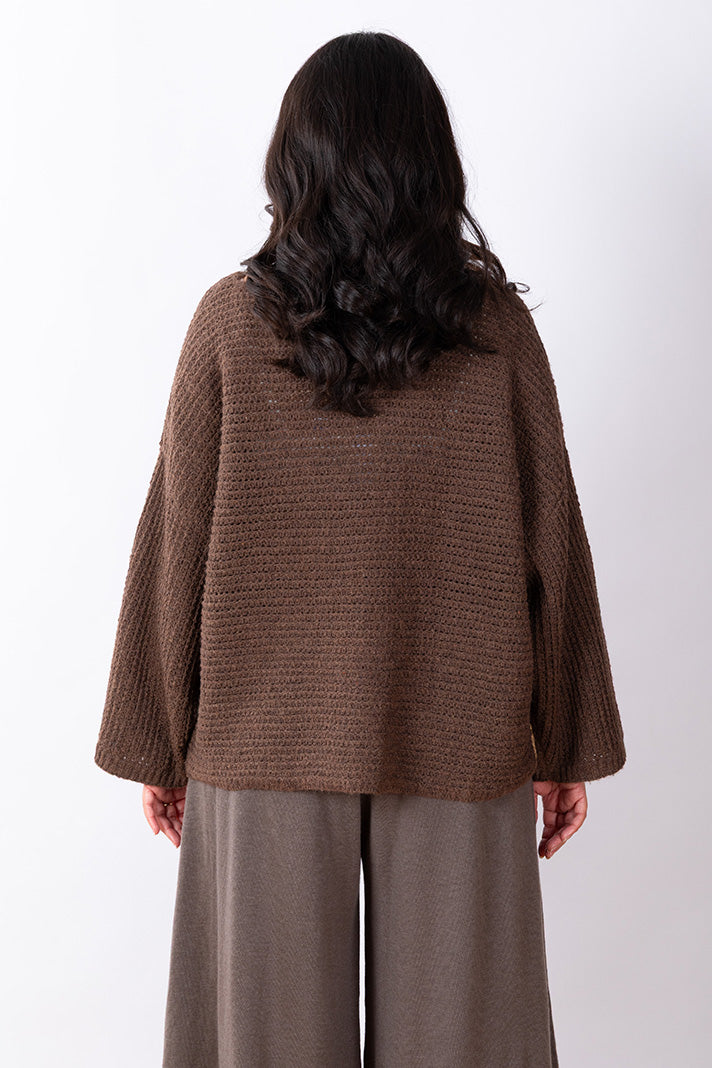 Crochet Knit Top One Size - Chocolate
