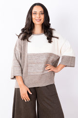 Crew Neck Knit One Size - Oat/Grey Marle