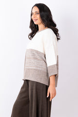 Crew Neck Knit One Size - Oat/Grey Marle