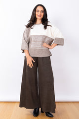 Crew Neck Knit One Size - Oat/Grey Marle